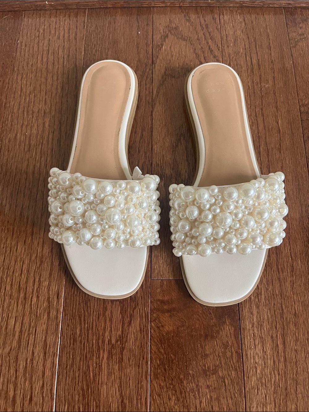 a new day Pearl-Cluster Cream Slide Sandals